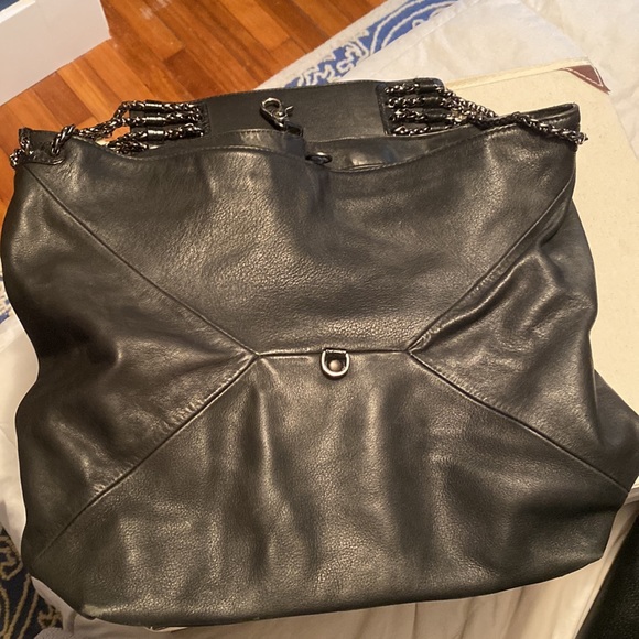 Black Leather Purse with Chain Detail - Picture 3 of 3